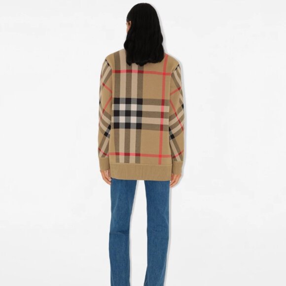 Burberry Cardigan in Check Technical Merino Wool Jacquard - Picture 3 of 14